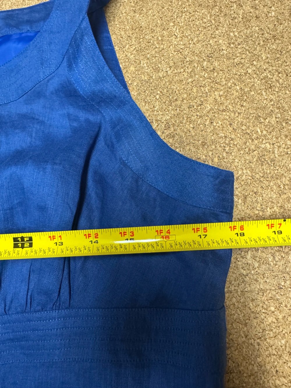 Jones New York 100% Linen Dress 12 Blue Midi Resort Travel Wedding Guest Summer - Picture 6 of 9